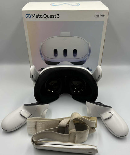 Meta Quest 3 VR Headset (With Controllers) - 128GB, boxed & comes with power cable