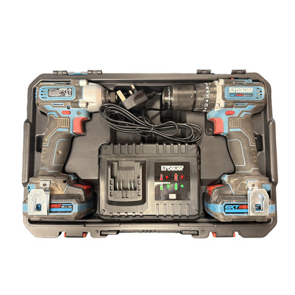 Erbauer 18V Brushless Combi Drill Impact Driver Set