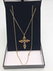 9ct Yellow Gold Belcher Chain Necklace With Filigree Cross Pendant - 10.39 Grams - 24" Long