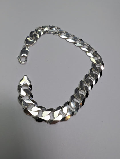 Brand new silver flat curb bracelet