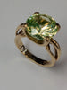 9ct gold ring with large lime green stone size M