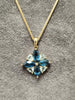 9ct Yellow Gold Chain & Pendant set with Blue Stones