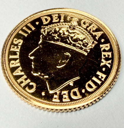 22ct gold half sovereign King Charles III 2023