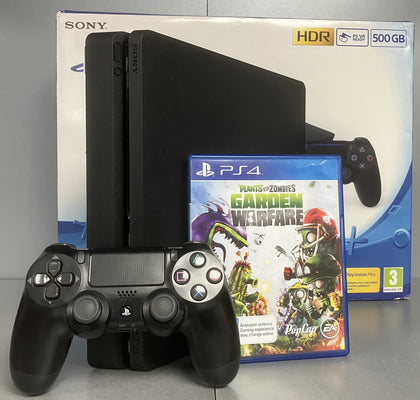 Sony Playstation 4 Slim 500GB Black Console Bundle ( + Plant vs Zombies Garden Warfare ) ** Boxed **