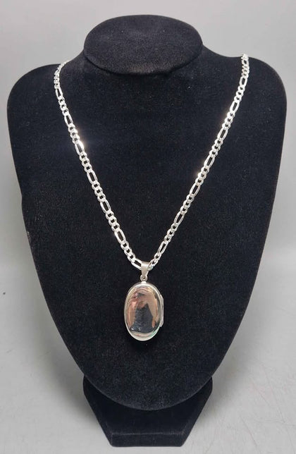 925 Silver Oval Locket Chain, 24.9G- 24