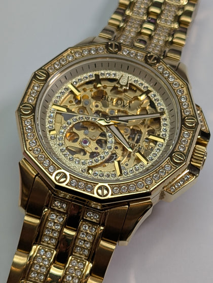 Bulova Octava Crystal Gold Plated Watch Boxed