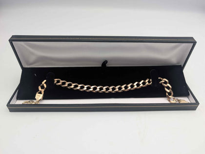 9ct Rose Gold 8mm Wide Curb Bracelet - 9