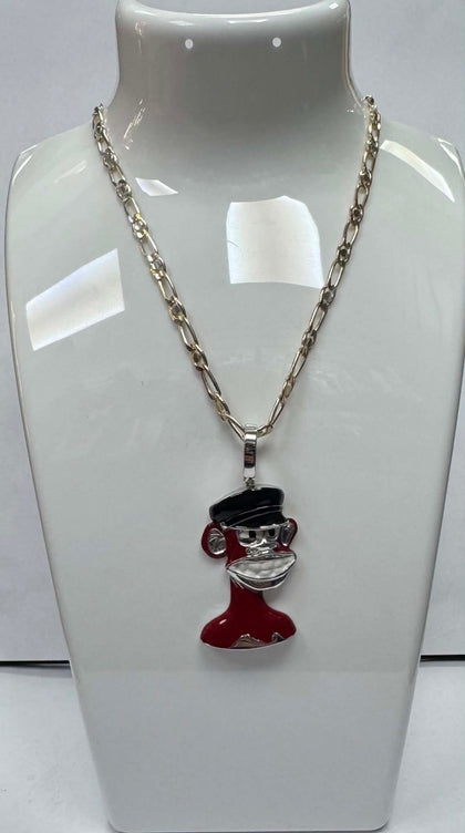 925 Silver Chain With 925 silver Red Monkey Pendant 23.53g **Hallmarked**