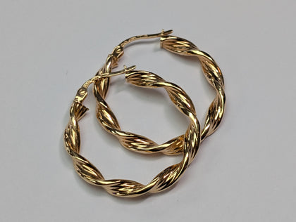 9ct gold twist hoop earrings