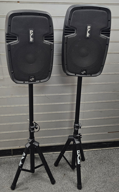 Pyle 1000W Bluetooth PA System – Portable 26cm DJ Speakers with Stands **Collection Only**