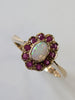9ct Gold Red & multi coloured Stone Ring