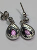 9ct White Gold Diamond & Pink Stone Tear Drop Earrings