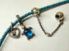 Pandora Seashell Clasp Turquoise Braided Leather Bracelet With Charms
