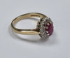 9ct gold Ruby Flower Diamond Ring Size N1/2