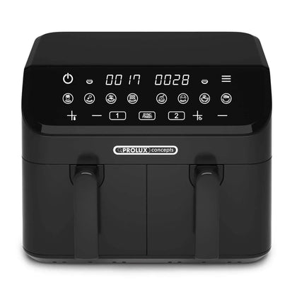 Prolux Concepts - 9L Air Fryer Family Size - Digital Display, Dual Basket, Sync Finish - Black