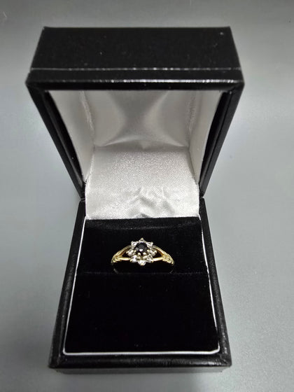 9ct Gold Ring 1.3G with Black Stone Size O