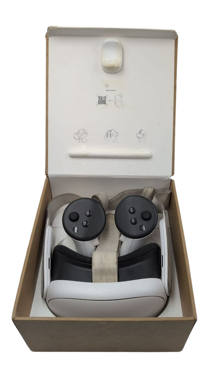 Meta Quest 3 Virtual Reality Headset with Control Pads and Box
