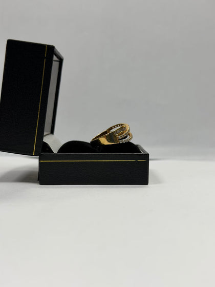 21ct Gold Fancy Ring, C/Z Stone ( Size M ) 5.1g - ** Hallmarked **