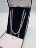 925 Sterling Silver 3-In-1 Figaro Chain Necklace - 4mm Thick - 17.50 Grams - 24" Long *BRAND NEW*