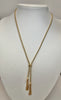 9ct yellow gold double tassle necklace 17"