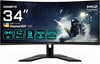 Gigabyte G34WQCP 34" WQHD Curved Gaming Monitor - 3440 x 1440, 1500R, 180Hz, 1ms, 350 cd/m2, AMD FreeSync Premium, DisplayHDR 400, HDMI 2.0...