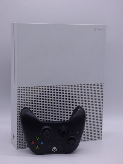 Xbox One S console 500GB White with one controller.