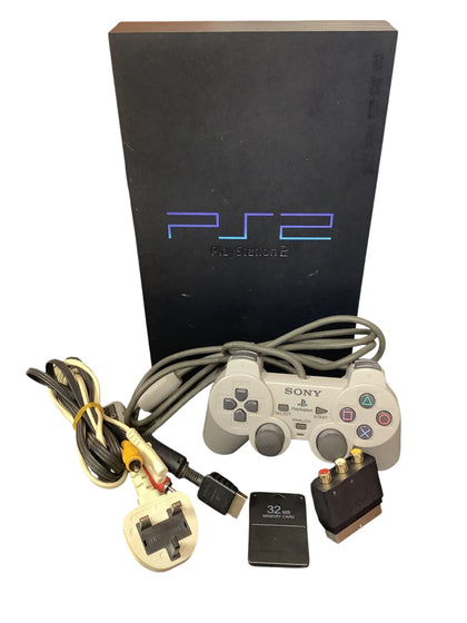 Sony Playstation 2 Fat Console  Midnight Black with 32mb card