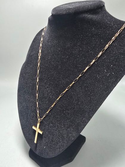 9CT GOLD NECKLACE 375 3.3G 24'' in LENGTH 9CT Gold Cross Pendent 1.5G