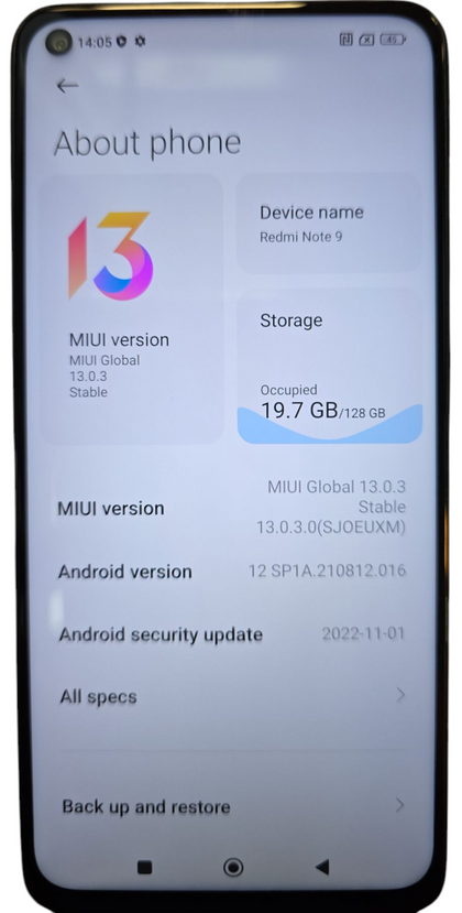 Redmi Note 9 Pebble Grey 4GB+128GB