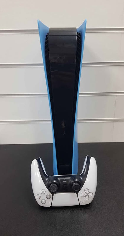 PLAYSTATION 5 825GB DIGITAL WITH BLUE FACE PLATES *CONTROLLER MISSING SOME RUBBER ON THUMB STICKS*