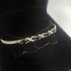 9K Stunning Gold Bangle, Diamonds & Blue Stones, 375 Hallmarked, 3.8Grams, Box Included, 2.5" Length - Woman's Size