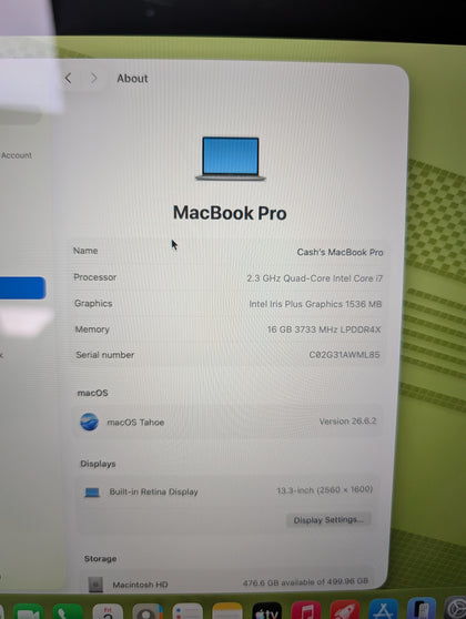 Apple MacBook Pro A2251 Intel Core i7 2.3GHz 13