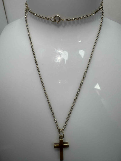 9ct gold necklace + cross (3.9g) (18inches)