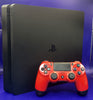 Playstation 4 Slim Console, 500GB Black With Red Controller