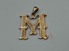 Vintage 9K Yellow Gold Gothic Letter M Pendant • Textured Initial Charm - 7.11 Grams
