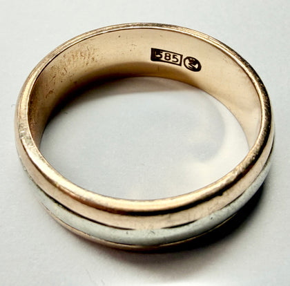 14ct Two toned gold wedding band ring size K 1/2