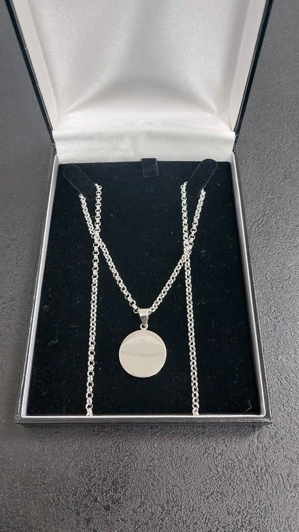 BRAND NEW SILVER 925 belcher round style necklace with SILVER 925 pendant & box