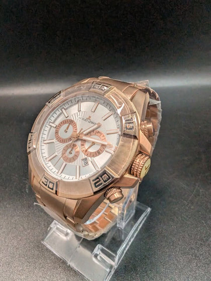 Jacques Lemans JL.BX Mens Chunky Quartz Chronograph Watch - Rose Gold - Steel Bracelet *BRAND NEW*