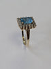 9ct Gold Diamond Ring With Large Blue Stone Size Q
