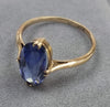 9ct Gold Ring With Blue Stone Size "O"