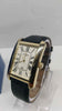 Rotary Square "Tank" Gents Quartz Dress Watch With Date - Gold Plated - Black Leather Strap - Boxed