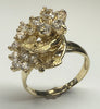 14ct Yellow Gold Leaves & Flower CZ Pyramid Rotating Ring Size R