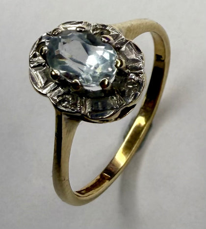 9ct Gold Diamond & CZ Ring Size K 1/2