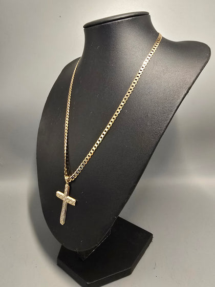 9ct Gold Necklace with Cross Pendant 375 16.9G 20'' in Length