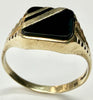 9ct yellow gold signet ring with black onyx stone size T