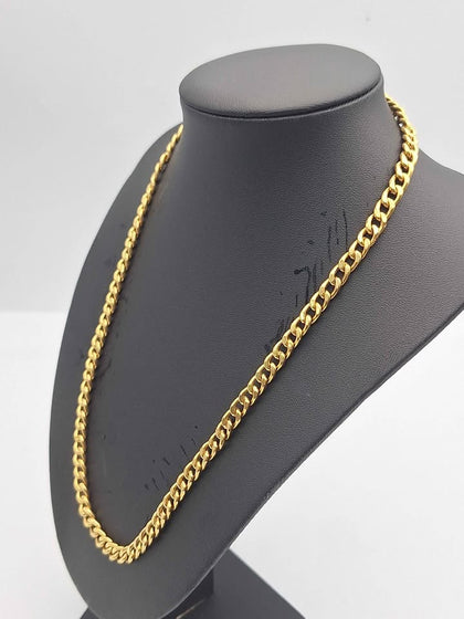 18ct Yellow Gold Hollow Curb Chain Necklace - 20