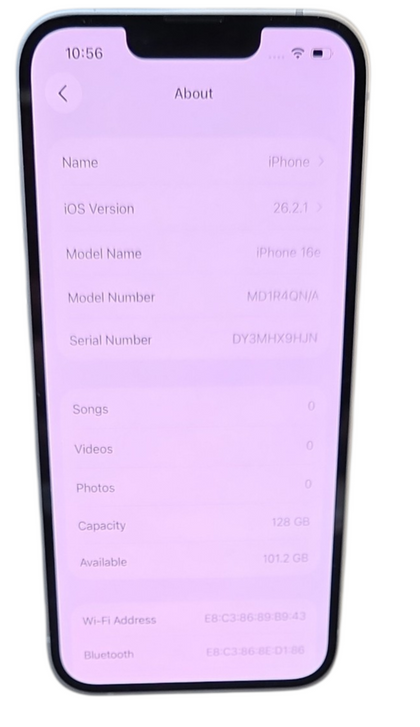 Apple iPhone 16e - 128GB - 100% Battery