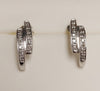 9ct White Gold Diamond Double Bar Stud Earrings
