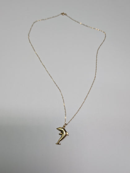 9ct gold necklace with dolphin pendant