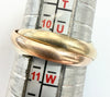 9ct gold three colour, three band ring size V